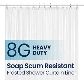 LiBa PEVA 8G Bathroom Shower Curtain Liner, 72" W x 72" H, Frosted, 8G Heavy Duty Waterproof Shower Curtain Liner