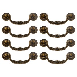 SUPERFINDINGS 8 Sets Vintage Bail Pull Handles 3.9inch Hole Center Antique Bronze Handles Alloy Drop Pulls Decorative Cabinet Pull Swing Dresser Pulls Handle