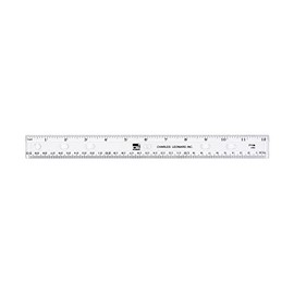 Charles Leonard Plastic Ruler, Double Bevel, 12 Inches, Clear, 36-Pack (77136)