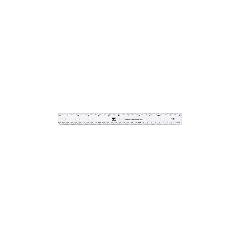 Charles Leonard Plastic Ruler, Double Bevel, 12 Inches, Clear, 36-Pack