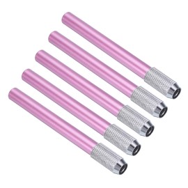 PATIKIL Pencil Extenders, 5Pcs Art Adjustable Metal Pencil Holder Lengthener Pen Sleeve for Short Pencil Crayon Colored Pencils Writing Desk Office, Pink