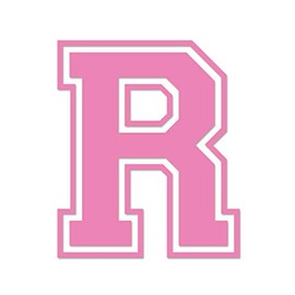 Applicable Pun Varsity Letter R - Vinyl Decal for Outdoor Use on Cars, ATV, Boats, Windows and More - Light Pink 9 Inches Tall