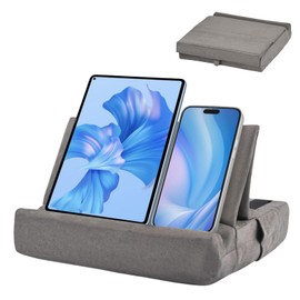 Tablet Pillow Holder, Book Stand Holder for Reading, Multi-Angle Viewing Reading Pillow Stands with Organizer Tray, Tablet Soft Pad Dock for Lap, Bed and Desk, Foldable Tablet Pillow Holder