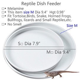 Fuongee Reptile Water Food Dish Bowl Turtle Feeder Tortoise Feeding Dish Container (M, White)