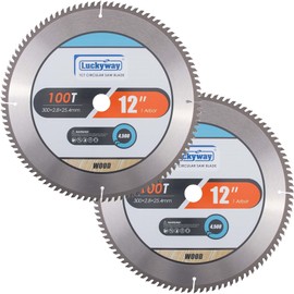 Luckyway 2-Pack 12 Inch Miter Saw Blade 100T with 1 Inch Arbor TCT Circular Saw Blade for Cutting Wood