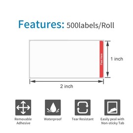 NATURALABEL 1“ x 2” Removable Sticker Waterproof Freezer Food Labels Pack of 500