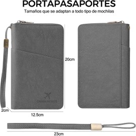 Porta Pasaporte de Cuero PU, Porta Pasaporte con Bloqueo RFID, Portapasaporte y Visa Gran Capacidad Impermeable, Pasaporte de Viajes con Soporte para Bolígrafo para Familiar, Mujer y Hombre