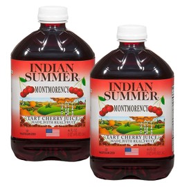 Indian Summer 100% Tart Cherry Juice, Made with Real Fruit, Real Montmorency Cherry Juice Packed with Antioxidants (46 Fl Oz, Pack of 2)
