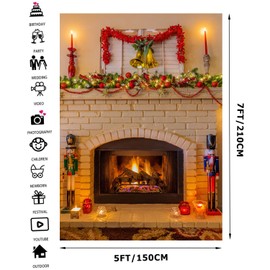 Alltten 5x7ft Merry Christmas Backdrop Christmas Fireplace Backdrop Christmas Party Decoration Backdrop Xmas Photographer Studio Props F99