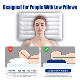 LXXHZZ Ultra-Thin Flat Pillow with Neck Support – 2.5 Inch Low-Profile Design for Stomach Sleepers, Standard Size 18x26 Inches, 100% Breathable Cotton Slim Bed Pillow – 2 Pack