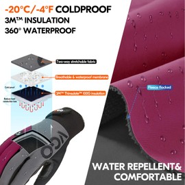 Vgo... -20℃/-4°F Winter Work Gloves for Women, Cold Weather Waterproof Work Gloves, Waterproof Insulated Gloves(M,Dark Red,SL8777FW-FM)