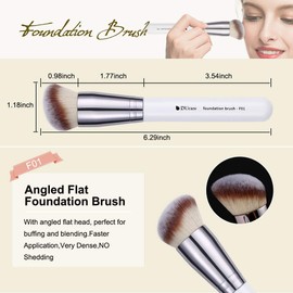 DUcare Makeup Brushes 3Pcs Powder & Concealer & Contour Kabuki Face Blush Bronzer Travel Foundation Makeup brush set Synthetic Cosmetic Tools White