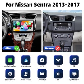 4G+64G Android 13 Car Stereo Radio for Nissan Sentra 2013-2017 Apple Carplay Android Auto 10.1" HD 1280*720 Touch Screen GPS Navigation Bluetooth 5.0 DSP 32EQ FM/RDS Mirror Link WiFi Backup Camera Mic