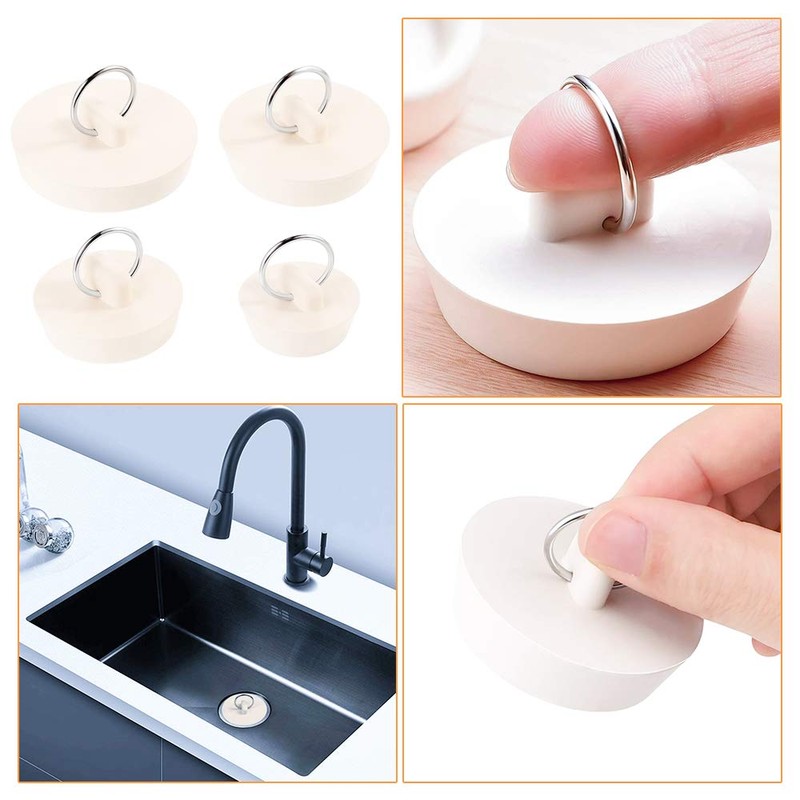 KANOSON Drain Stopper, 4 Pcs Bath Plugs Rubber Sink Plug