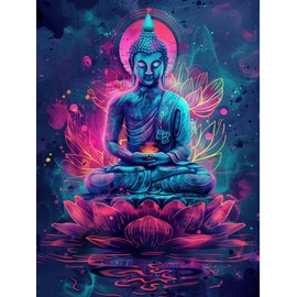 Yomiie 5D Diamond Art Kits for Adults, Buddha Statue Diamond Painting Art Buddhism DIY Full Round Drill Kits, Embroidery Rhinestone Diamond Crystal Craft Canvas Home Wall Decor 12x16 inch