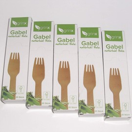 grinx Wooden Cutlery Disposable Wooden Forks Biodegradable Disposable Wooden Cutlery 100 Pieces Eco Friendly