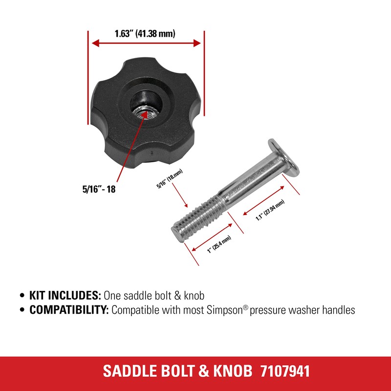 Simpson Cleaning 7107941 Replacement Saddle Bolt and Knob Repair Kit
