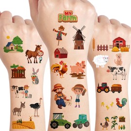 UVUXO Farm Party Temporary Tattoo for kids - 98 Styles Farm Barnyard Animal Temporary for Girls Boy Body Arm Shoulder Cute Tattoos Stickers, Birthday Party Supplies Gifts for Kids