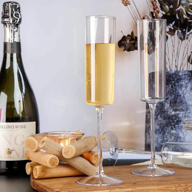 XKONG Plastic Champagne Flutes,6 Oz Unbreakable Goblet Glasses Reusable Champagne