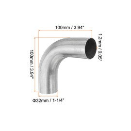PATIKIL 1-1/4" OD 304 Stainless Steel Butt, 4Pack 90 Degree Elbow Pipe Fitting Bend Welding Sweat Solder Connection for Stair Handrail