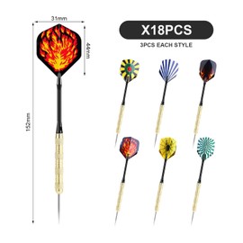 TYGFRT 18 Pieces Copper Plated Darts, Steel Tip Darts Set, Dart Board Metal Darts, Metal Shaft Darts, Multi-color Darts, Darts Set for Beginners, Professionals