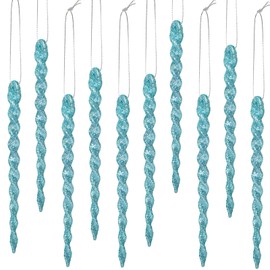 30 Pieces Plastic Icicle Twisted Plastic Icicle Christmas Ornaments Icicle Decoration Christmas Tree and Holiday Xmas Party Wedding Hanging (Light Blue,7.8 Inch)