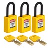 Brady (NYL-YLW-38PL-KA3PK) SafeKey Nylon Lockout Padlock with Nylon Shackle 38.00