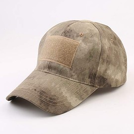 Uphily Tan A-TACS Camo Army Tactical Operator Cap - Camouflage Hat with Military Patches for Men or Women