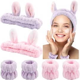 Diadema Skincare, 6pk Bandas para El Cabello, MuñEqueras Skincare, Aro de Esponja Suave y CóModo, Diademas para Cabello Mujer para Cuidado de La Piel, Desmaquillaje, Ducha, Spa (Rosa)
