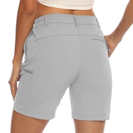 JHMORP Women's Hiking Shorts Stretch Quick Dry Golf Cargo Work Shorts with Zipper Pockets (Light Grey,CA XL)