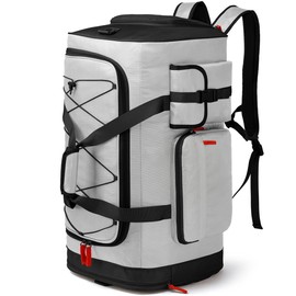 Lyweem Large Duffle Bag Backpack for Travel, 70L Heavy Duty Gym Duffel Bag with Shoes Compartment for Men & Women, Weekender Overnight Sports Backpack for Traveling, Grey