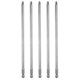 sourcing map 5pcs #2 Phillips Screwdriver Bit PH2 1/4" Hex Shank 8" (200mm) Long Magnetic S2 Steel Industrial Grade Screw Driver Bit Cross Head Electric Drill Bits 0.236" (6mm) Rod