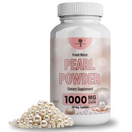 Pearl Powder Supplement for Skin Health - Anti-Aging, Antioxidant & Collagen Production - Healthy Eyes, Hair & Nails, Supports Immunity, Mood and Sleep - With Calcium & Amino Acids 120 capsules 1000mg