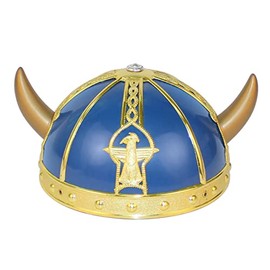 Child's Horned Silver and Blue Viking Helmet