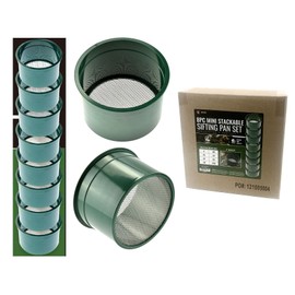 SE 6-Inch 8-Piece Mini Stackable Sifting Pan Set - Assorted Mesh Sizes for Prospecting, Sieving Soil, Pellets, Minerals and More