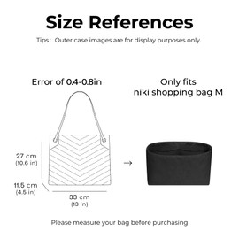 FANJI Project Handbag Organizer Insert for YSL NIKI SHOPPING Medium, Custom Fit Inside Premium Matte Black Lightweight WaterResistant Purse Insert with Cup Holder Accessories