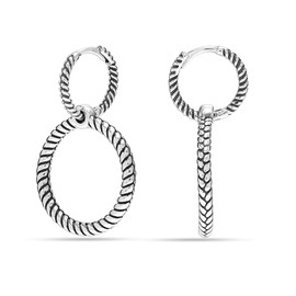 LeCalla Sterling Silver Snake Print Double Earring for Women, Sterling Silver, No Gemstone
