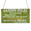 Second Ave Funny Garden Rules Relax Wooden Hanging Rectangle Home