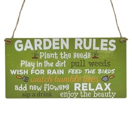 Second Ave Funny Garden Rules Relax Wooden Hanging Rectangle Home Garden Sign Plaque