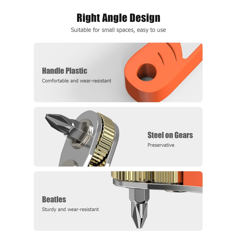 Right Angle Phillips Magnetic Screwdriver for Awkward Spaces, Ancable 1/4”