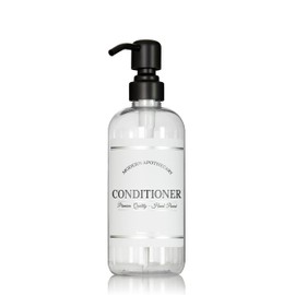 Artanis Home Refillable Clear PET Plastic 16 oz Conditioner Bottle with Black Satin Pump Dispenser - Chrome Accent Waterproof Labeled Bottle