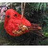 Red Cardinal Sisal Bird Ornaments Christmas Tree Decorations - Set