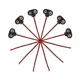 TIKA 10-Piece 9V Battery Snap Connector T-Type w/ Cable - Black, for Electronics LW