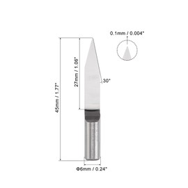 sourcing map Wood Engraving Bit Solid Carbide 6mm Shank, 30 Degree 0.1mm Tip CNC Router Tool for Acrylic PVC MDF PCB Wood Carving