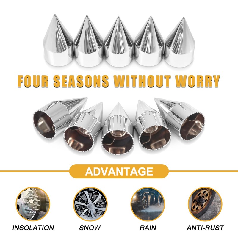 HQALTY 60Pcs Lug Nut Covers 33mm x 4 1/4" Spike