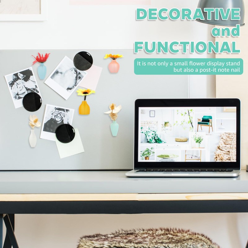 5Pcs 3D Printed Mini Vase Magnets, Cute Tiny Vase Magnet