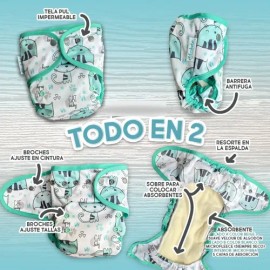 Pañales Ecológicos Unitalla Ecobebé T2 | 10 Pack Lisos