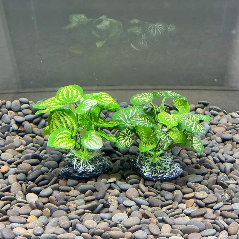 Smoothedo-Pets Aquarium Plants Betta Fish Tank Decorations 4inch/2pcs Soft Silk