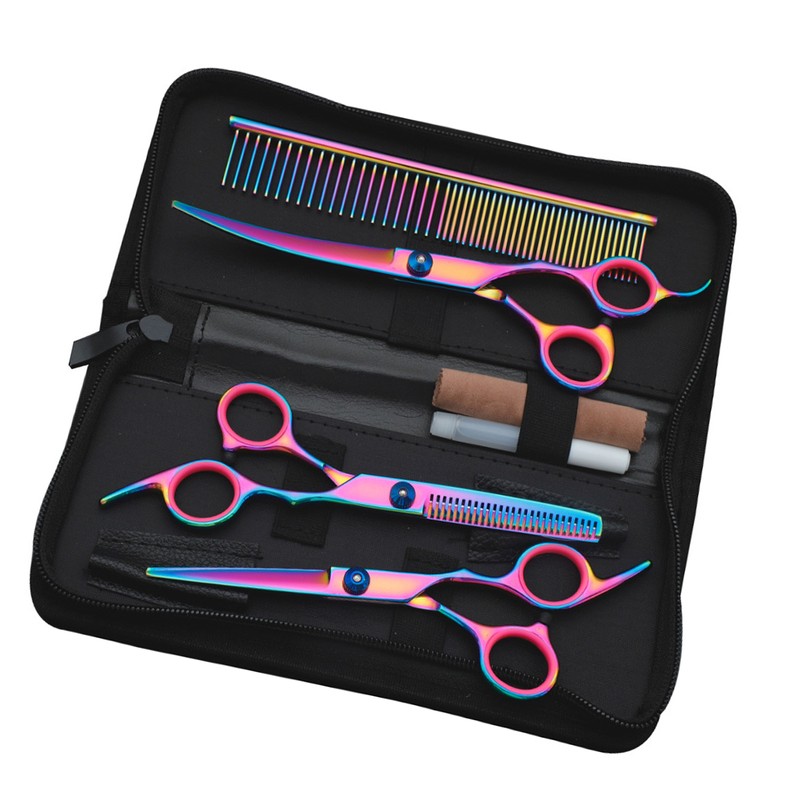 Dog Grooming Scissors Kit Professional Stainless Steel Safety Round Tips