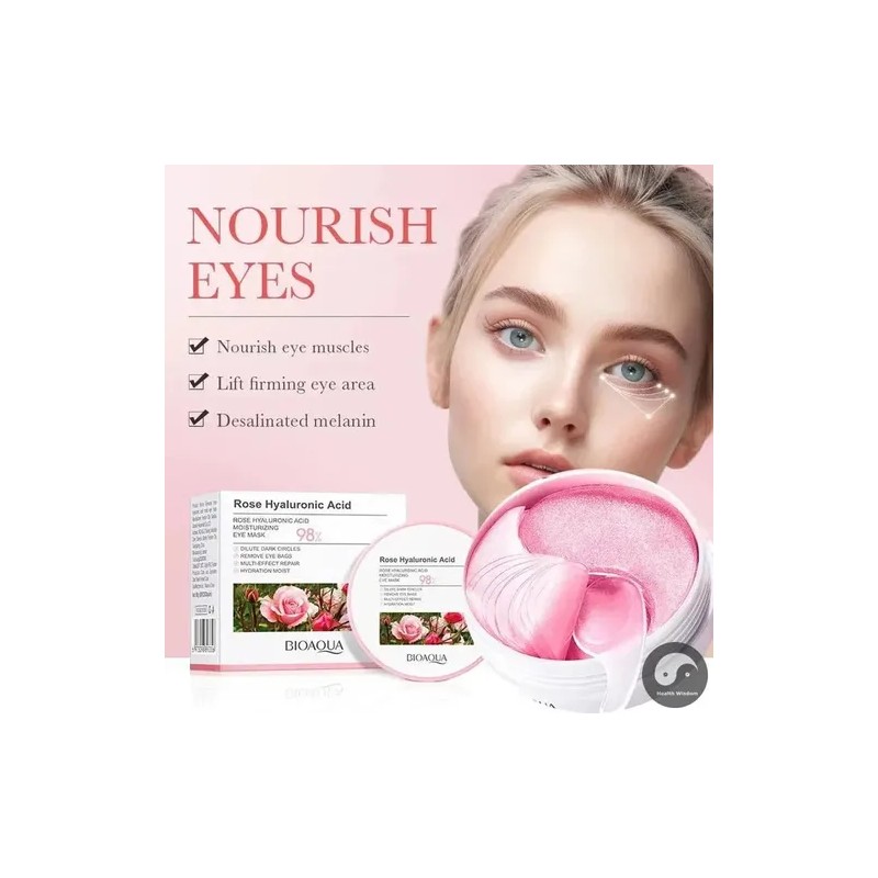 Parches Cuidado Facial Ojeras Bioaqua Rosas Acido Hialuronic